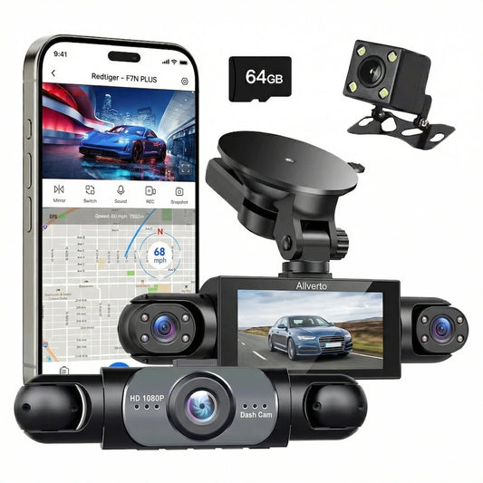 360° 4-Channel Dash Cam with WiFi & Night Vision